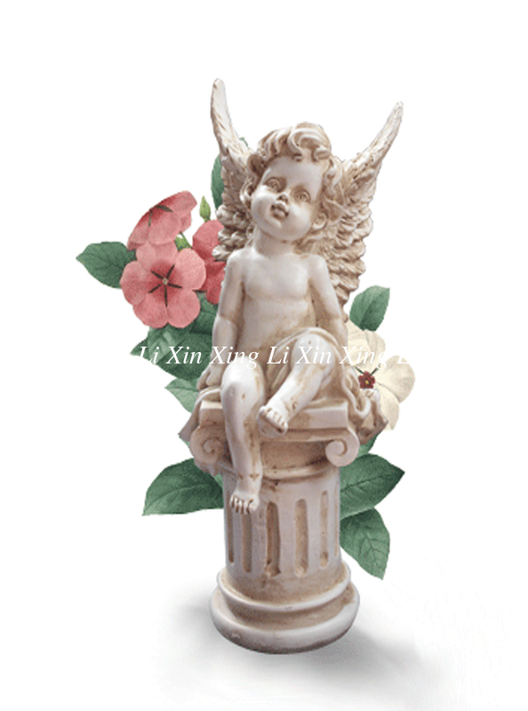Weather Proof Office Resin Cherub Statues Sitting On Column Customized Color
